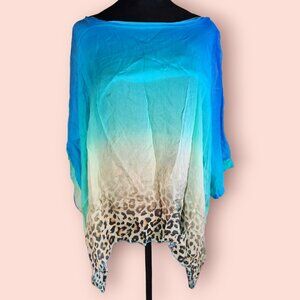 Bella Amore 100% silk ombre leopard print tunic boho y2k swimsuit cover up